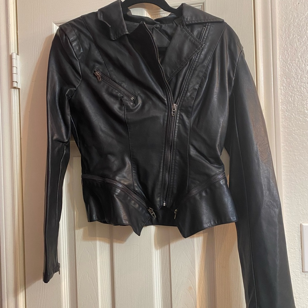 BLANK NYC // Black Faux Leather Moto Jacket S